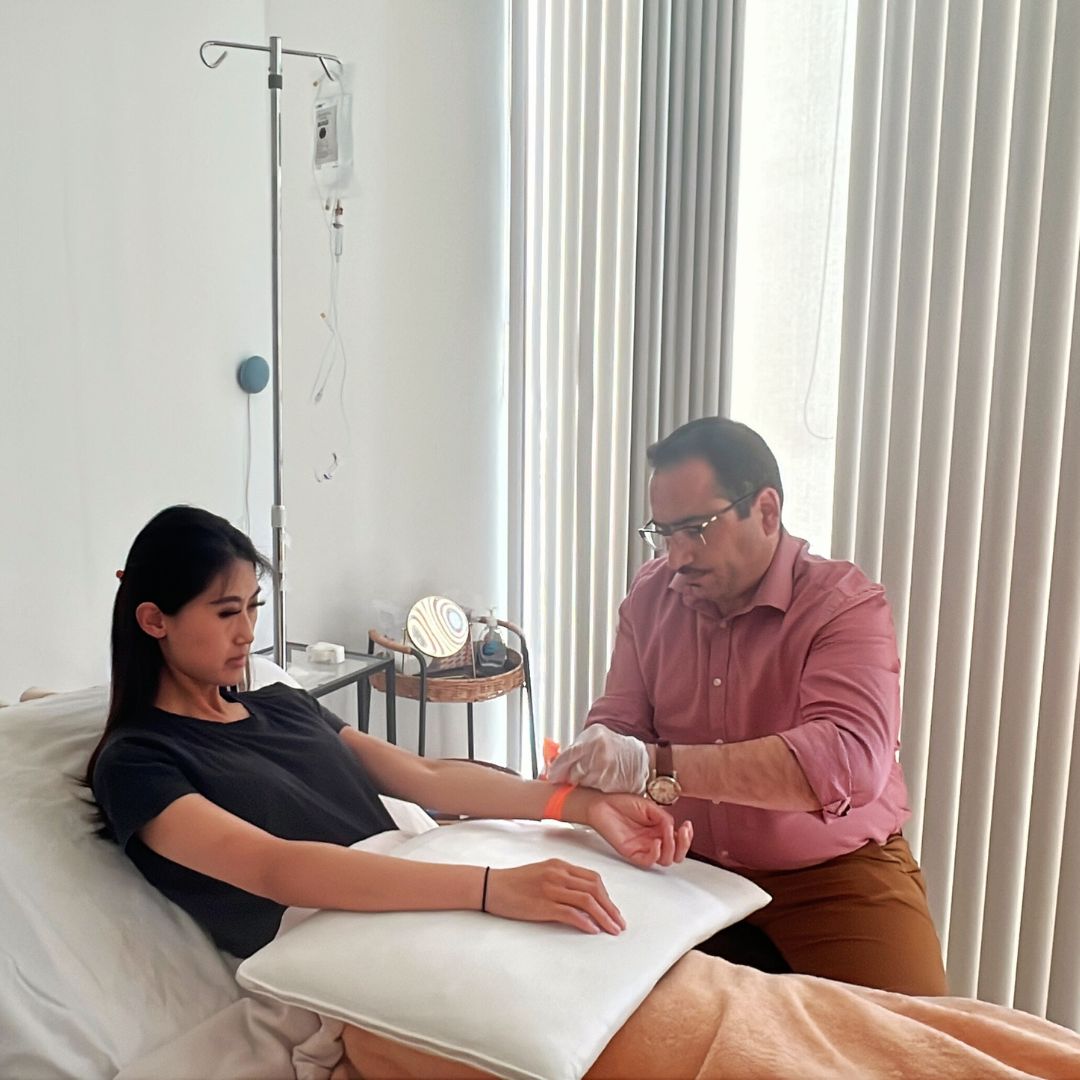 Patient receiving Glutathione IV therapy in Marpole Vancouver